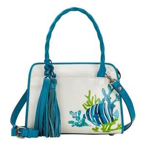 Patricia Nash Small Paris Leather Convertible Satchel - Chalk White - New